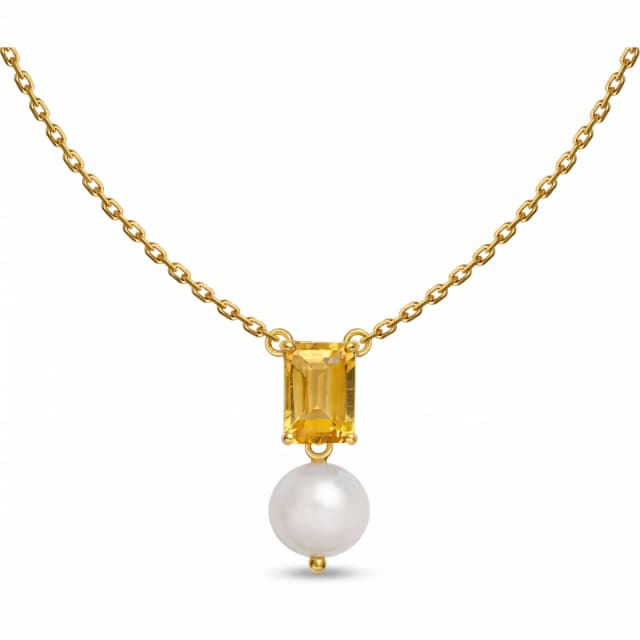 Choker Affetto de Citrino e Pérola em Ouro Amarelo 18K