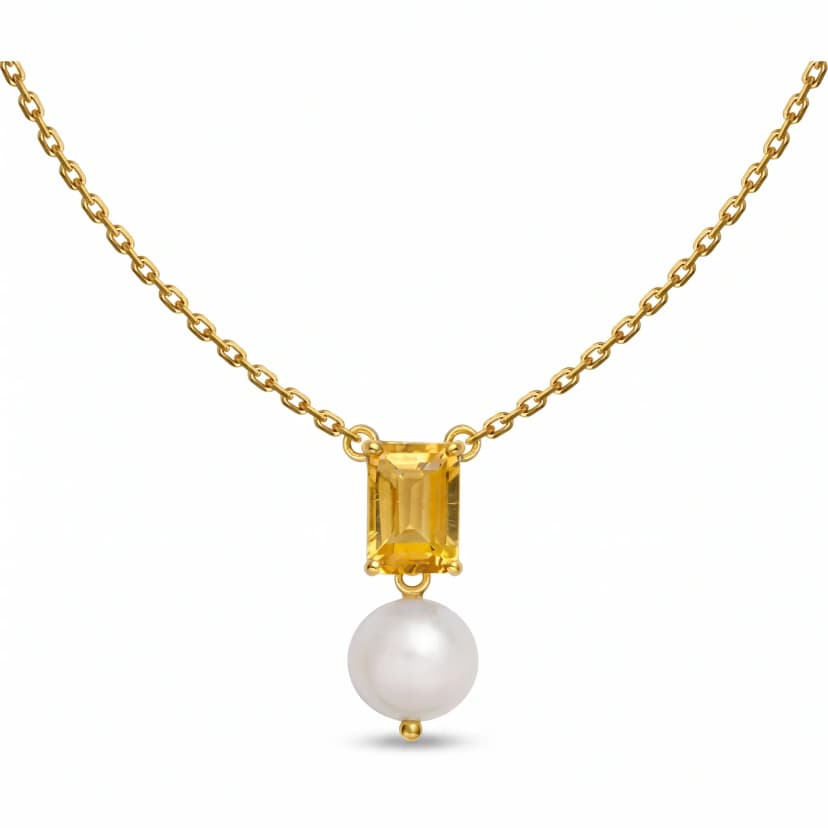 Choker Affetto de Citrino e Pérola em Ouro Amarelo 18K