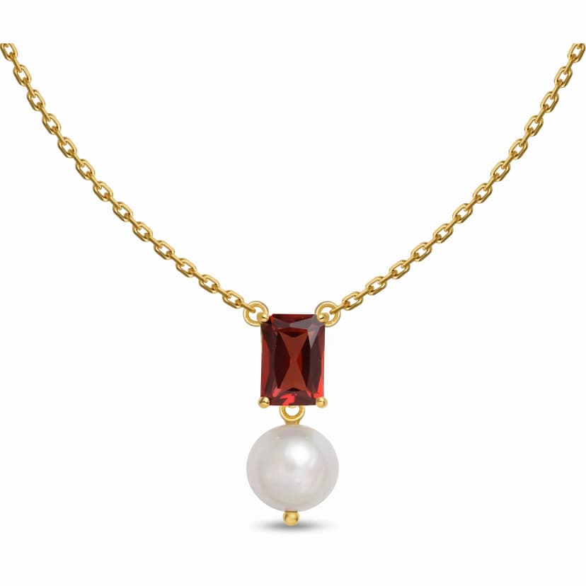 Choker Affetto de Granada e Pérola em Ouro Amarelo 18K