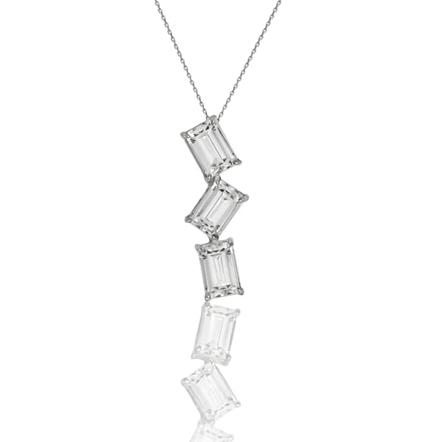 Pingente Sensazione de Cristal em Ouro Branco 18K