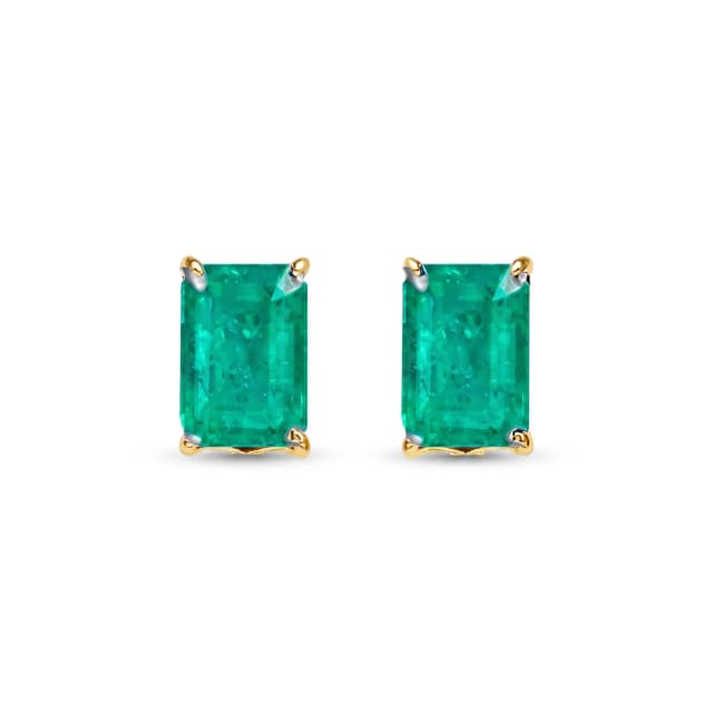 Brinco Bambina (Solitário) de Esmeralda em Ouro Amarelo 18K