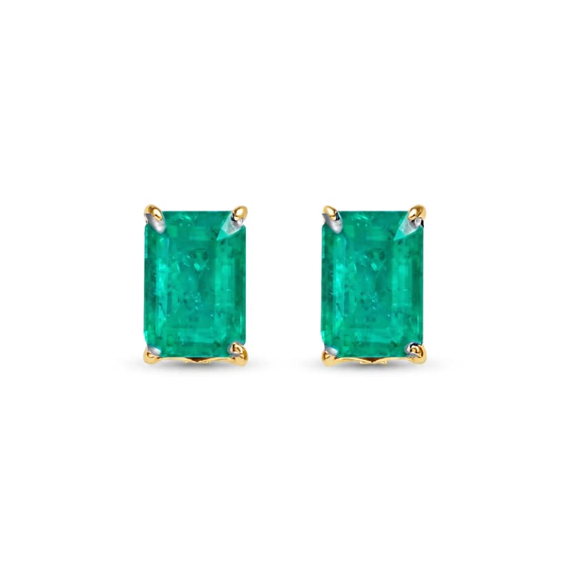 Brinco Bambina (Solitário) de Esmeralda em Ouro Amarelo 18K