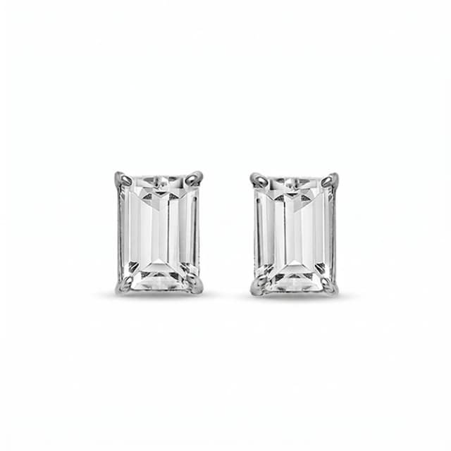 Brinco Bambina (Solitário) de Cristal Pequeno em Ouro Branco 18K