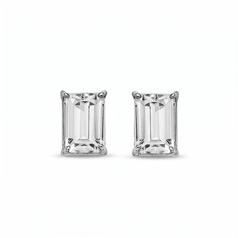 Brinco Bambina (Solitário) de Cristal Pequeno em Ouro Branco 18K