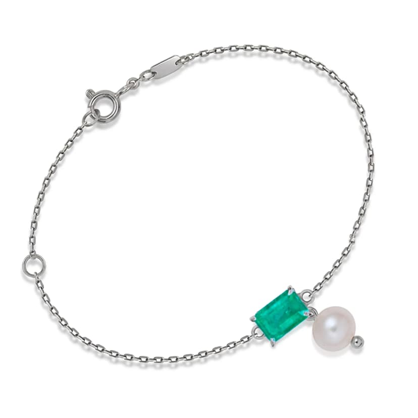 Pulseira Bambina Esmeralda em Ouro Branco 18K
