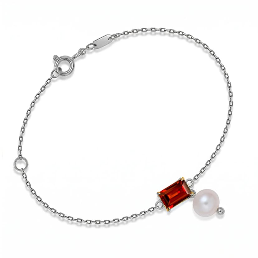 Pulseira Bambina em Granada em Ouro Branco 18K