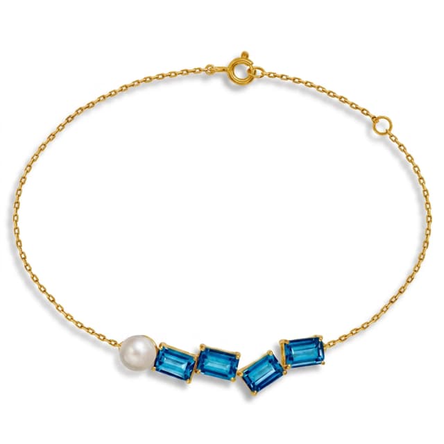 Pulseiras Affetto de Topázio London e Pérola em Ouro Amarelo 18K