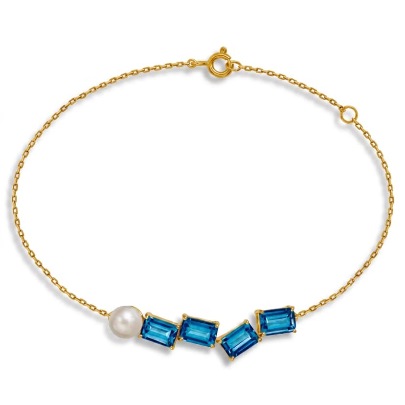 Pulseiras Affetto de Topázio London e Pérola em Ouro Amarelo 18K