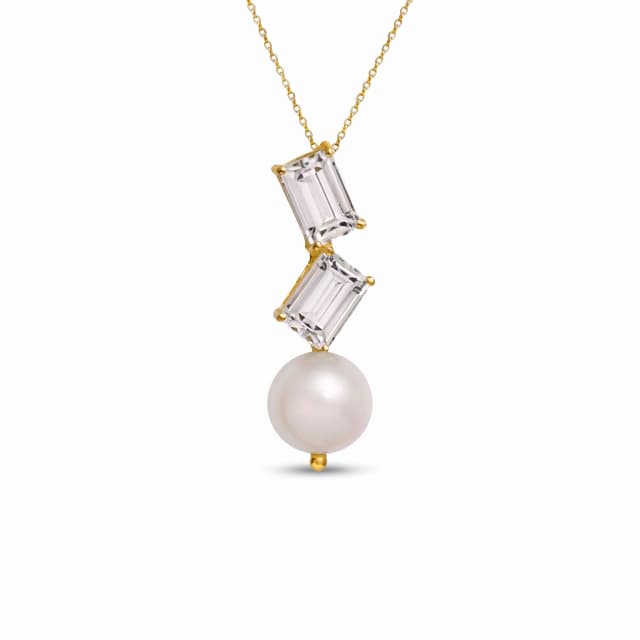 Pingente Affetto de Cristal e Pérola em Ouro Amarelo 18K