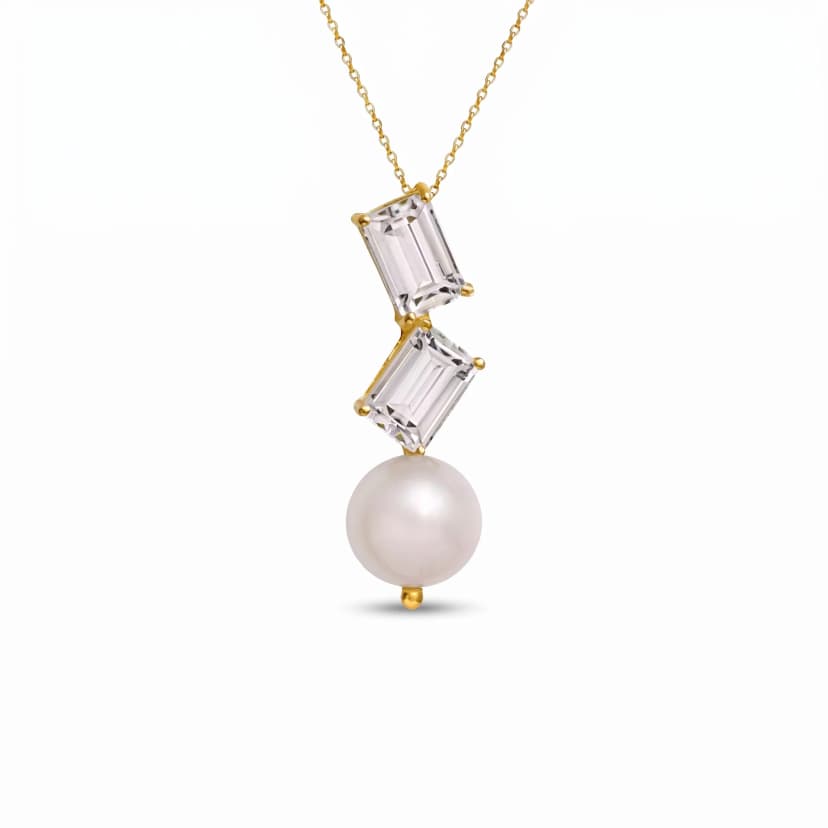 Pingente Affetto de Cristal e Pérola em Ouro Amarelo 18K