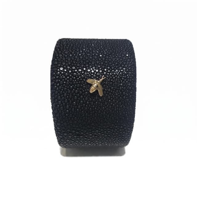 Bracelete Pele de Arraia e Abelha em Ouro Amarelo 18K