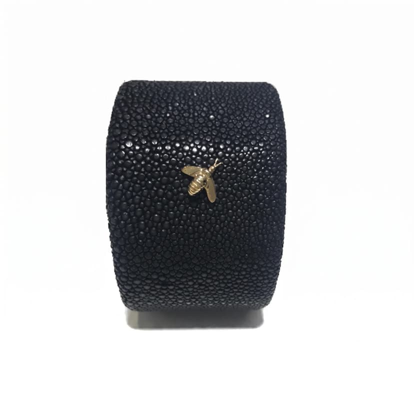 Bracelete Pele de Arraia e Abelha em Ouro Amarelo 18K