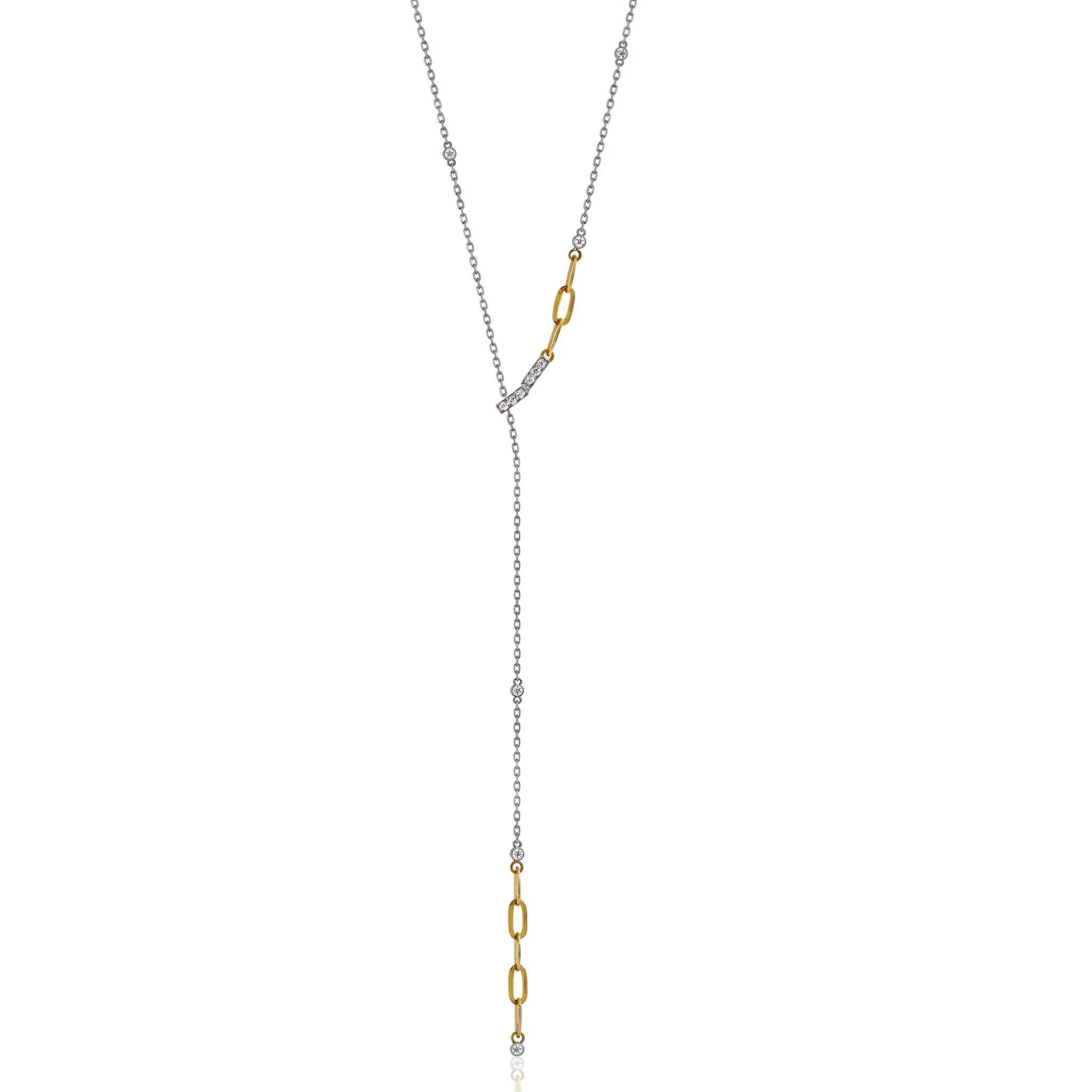 Gravatinha Espaço - Diamantes e Ouro Branco e Amarelo