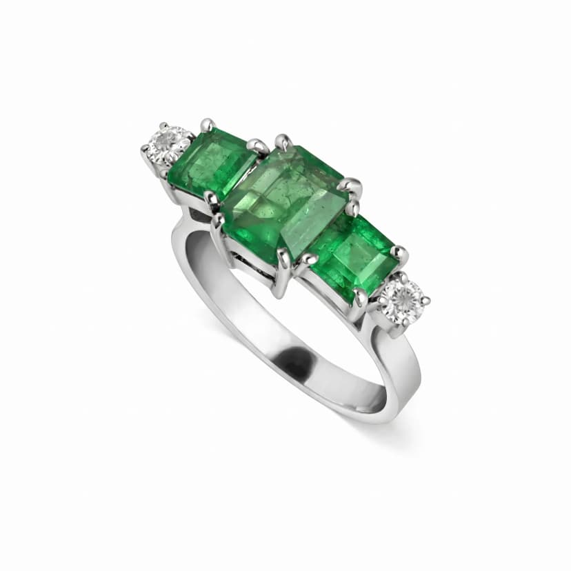 Anel Unlimited Fenceless de Esmeraldas e Diamantes