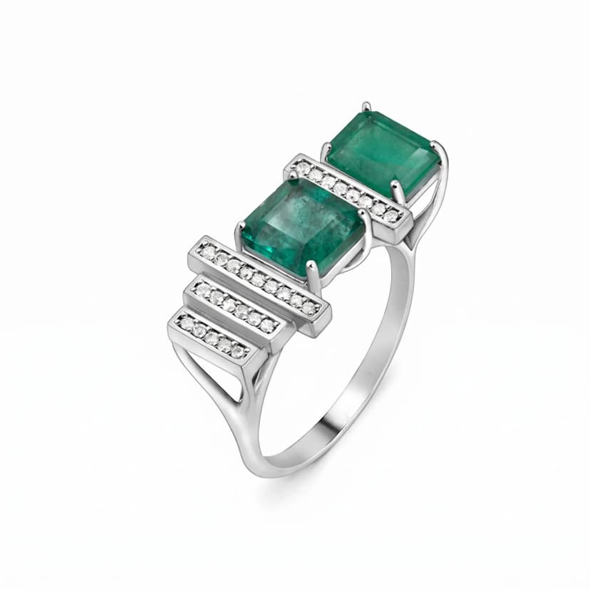 Anel Esmeraldas (Quadrada e Retangular) e Diamantes