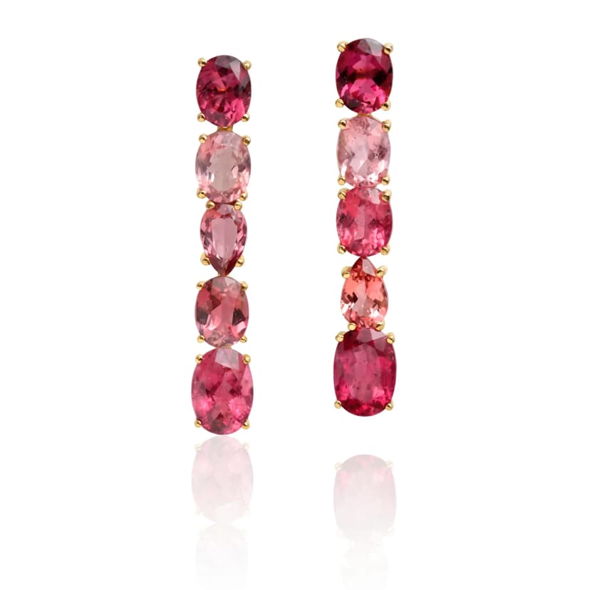 Brinco de Turmalina Rosa Assimetrico