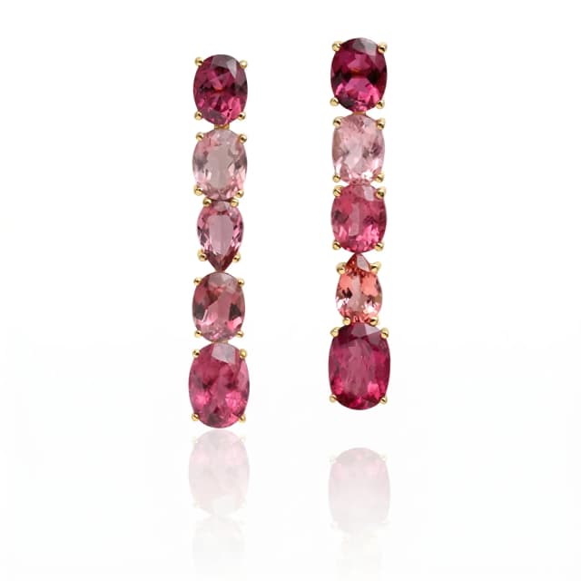 Brinco de Turmalina Rosa Assimetrico