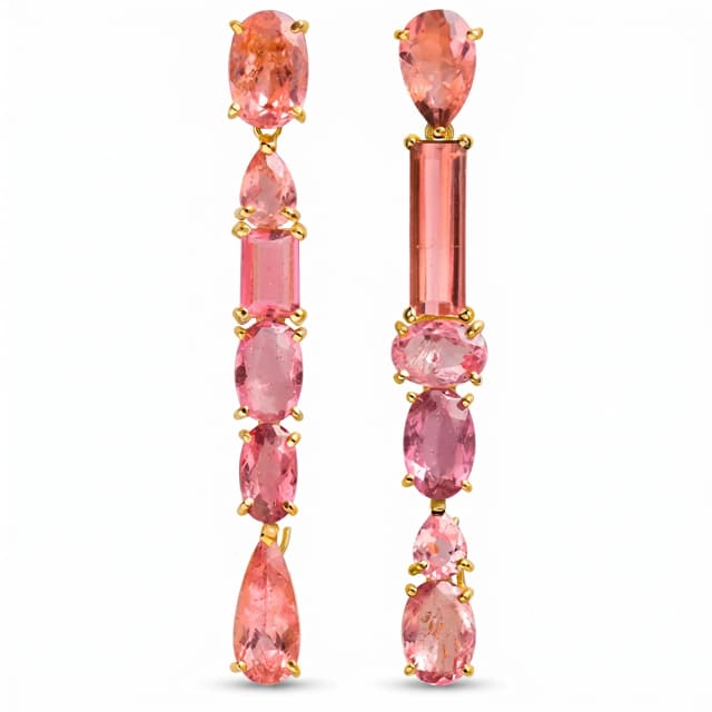 Brinco Longo de Turmalina Rosa