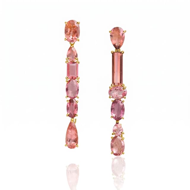 Brinco Longo de Turmalina Rosa