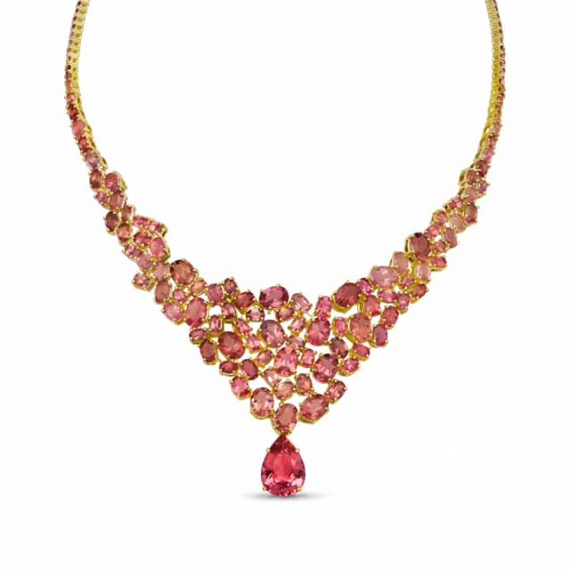 Colar de 95 Gemas de Turmalina Rosa (Fredo)