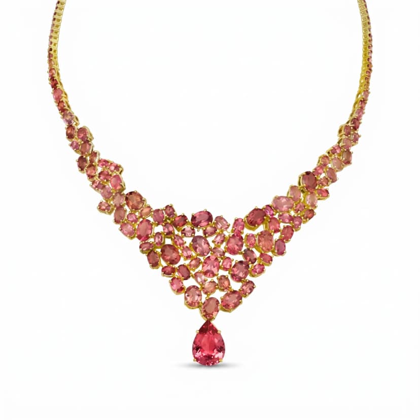 Colar de 95 Gemas de Turmalina Rosa (Fredo)