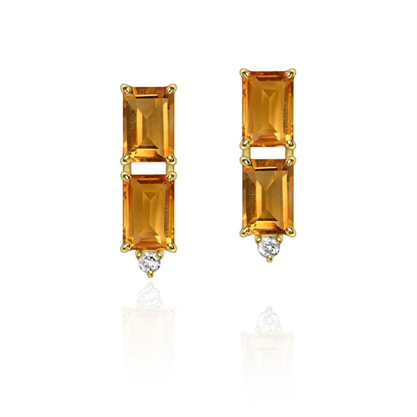 Brinco Vitraux com Citrino Rio Grande e Diamante Ouro Amarelo