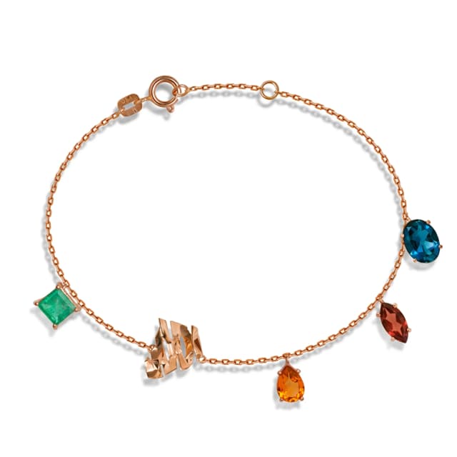 Pulseira Colors Esmeralda, Topázio London, Granada, Citrino e Favo de Mel em Ouro Rosa