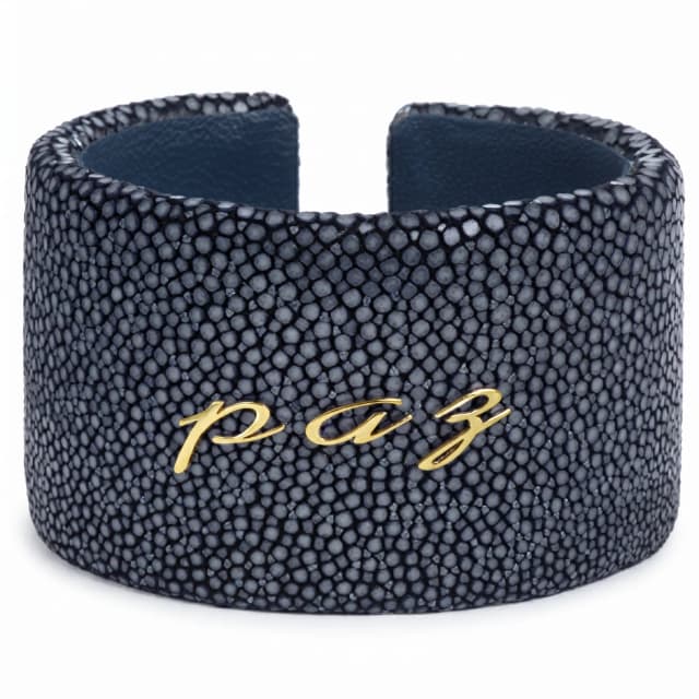 Bracelete Paz em Galuchat e Ouro Amarelo 18K