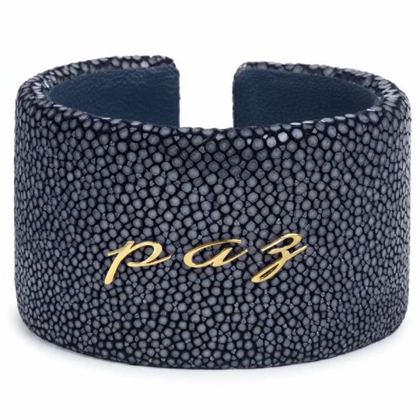 Bracelete Paz em Galuchat e Ouro Amarelo 18K