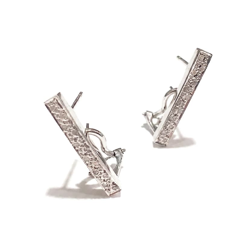 Ear Cuff Greek Meander Travessão em Ouro Amarelo 18K com Diamantes