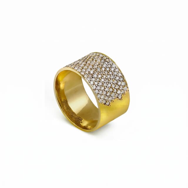 Aliança Fly em Ouro Amarelo e Diamantes