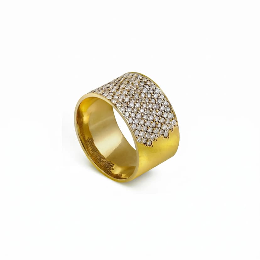 Aliança Fly em Ouro Amarelo e Diamantes