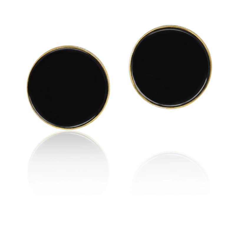 Brinco em Ouro Amarelo 18K, com Ônix