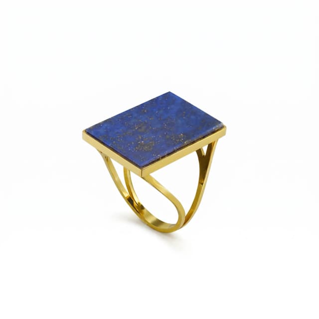 Anel Retangular Lapis Lazuli