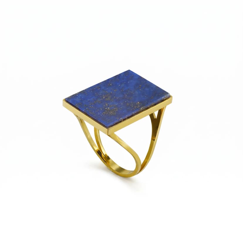 Anel Retangular Lapis Lazuli
