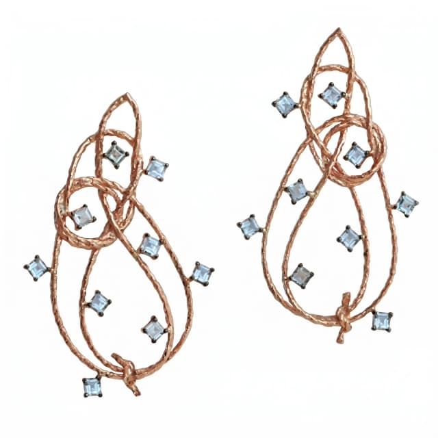 Brinco Lais de Guia, em Ouro Rose com Topázio