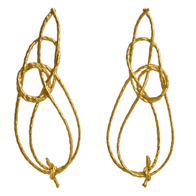Brinco Lais de Guia, com Arremate, em Ouro Amarelo 18K