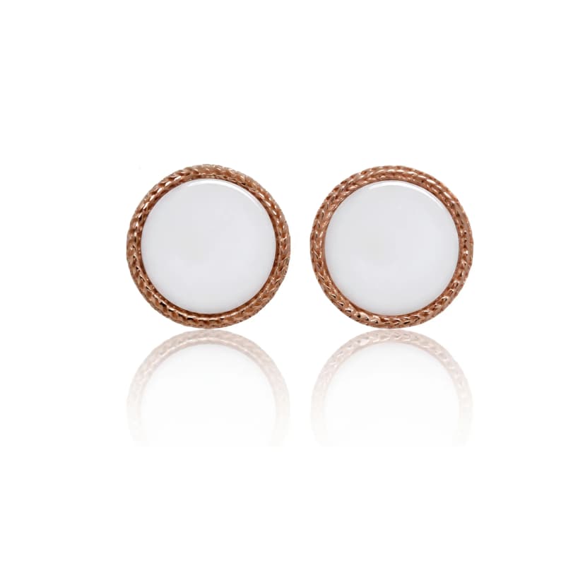 Brinco Rope, em Ouro Rosa 18K com Ágata Branca
