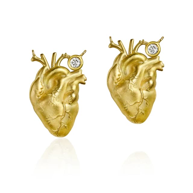 Brinco Coração Orgânico Grande em Ouro Amarelo 18K - Pulsar