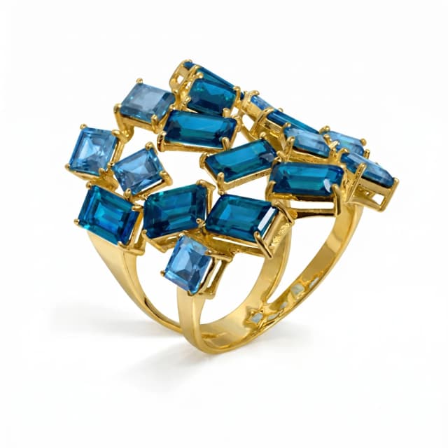 Anel Sensazione de Topázio London em Ouro Amarelo 18K