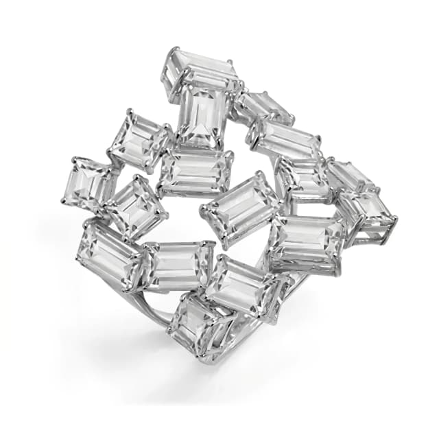 Anel Sensazione de Cristal em Ouro Branco 18K