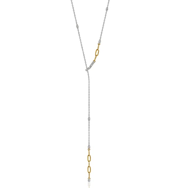 Gravatinha Espaço - Diamantes e Ouro Branco e Amarelo