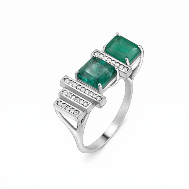Anel Esmeraldas (Quadrada e Retangular) e Diamantes