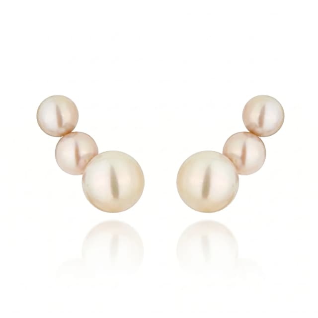 Ear Cuff Energia em Ouro 18K com Pérolas Branca e Diamantes