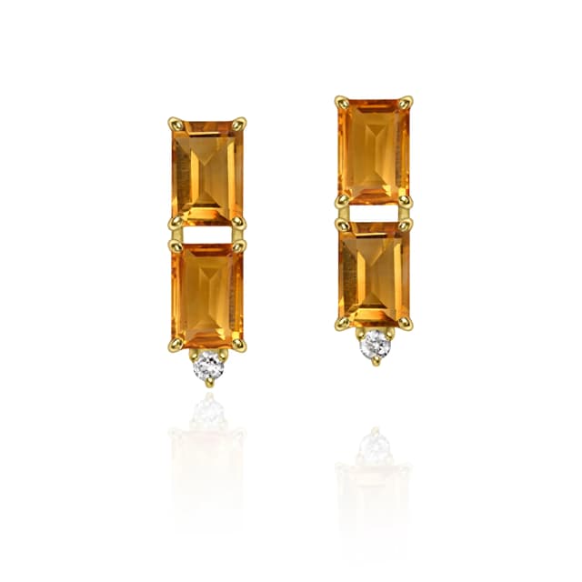 Brinco Vitraux com Citrino Rio Grande e Diamante Ouro Amarelo