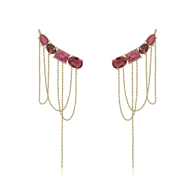 Ear Cuff Flamma com Turmalina Rosa em Ouro Amarelo 18K